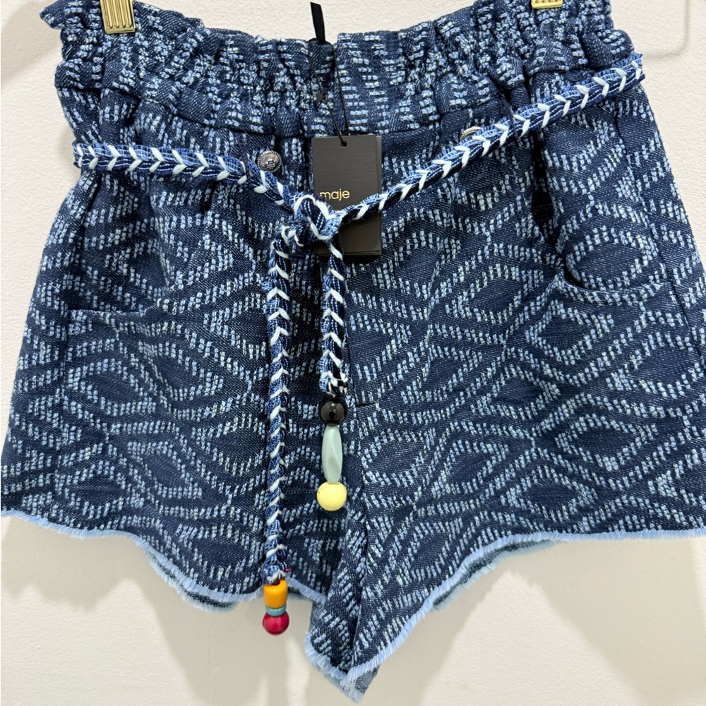 Maje High Waist Blue Geometric Shorts
New with tags